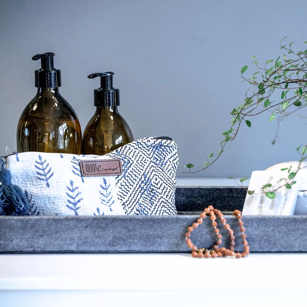 Kantha Blockprint Sleek Organizer - Vintage Pearl