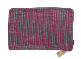 Unikt Silke pudebetræk 60x40 cm i dyb rød farverigt med blå og mørkt tekstureret mønstring boho orientalsk sari pude i etnisk vintage stil