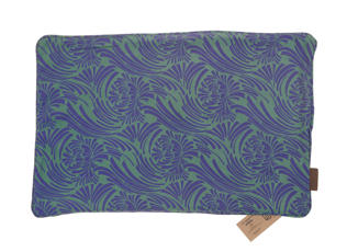 Silk pillowcase 60x40 cm in petrol and dark blue with suzani-inspired pattern of winding leaves in ethnic oriental boho style for a unique pillow