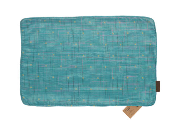 Einzigartiger Seidenkissenbezug (60 x 40 cm) in Türkis mit feinem Netzmuster und kleinen goldenen Details, ähnlich einem indischen Sari-Kissenbezug im Boho-Vintage-Oriental-Stil