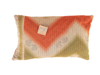 Sari pudebetræk 30x50 i orange og beige med mønstrede orientalske vintage motiver, farverige saripuder/indisk pudebetræk i boho og boheme stil (unika pude)