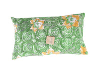 Sari pillowcase 30x50 in green and yellow tones with floral and ornamental patterns, Indian and vintage boho sari pillow (unique pillowcases)