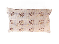 Unikt sari pudebetræk 30x50 cm med farverige etniske mønstre i grøn, beige og mørkeblå/sort, boho og vintage orientalsk stil med blomster- og stribeornamentik (saripuder)