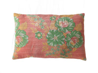 Farverigt indisk sari pudebetræk 60x40 med boheme orientalske mønstre i creme, gule, lilla og lyserøde nuancer (saripude/upcycled)
