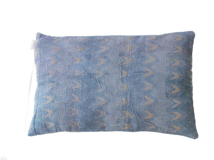 Sari pudebetræk 60x40 med farverige striber i turkis, rosa, lyserød og grå, vintage boho indisk indisk pudebetræk i patchwork-look (sari pude / saripuder)