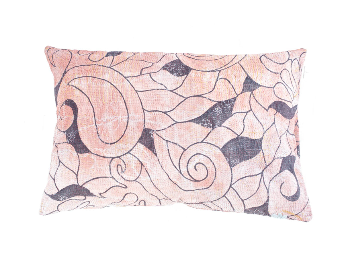 Sari pudebetræk 60x40 i boho/vintage stil med tern og striber i lyseblå, turkis, grøn og hvid – unika indisk pudebetræk til sari puder/saripudebetræk.