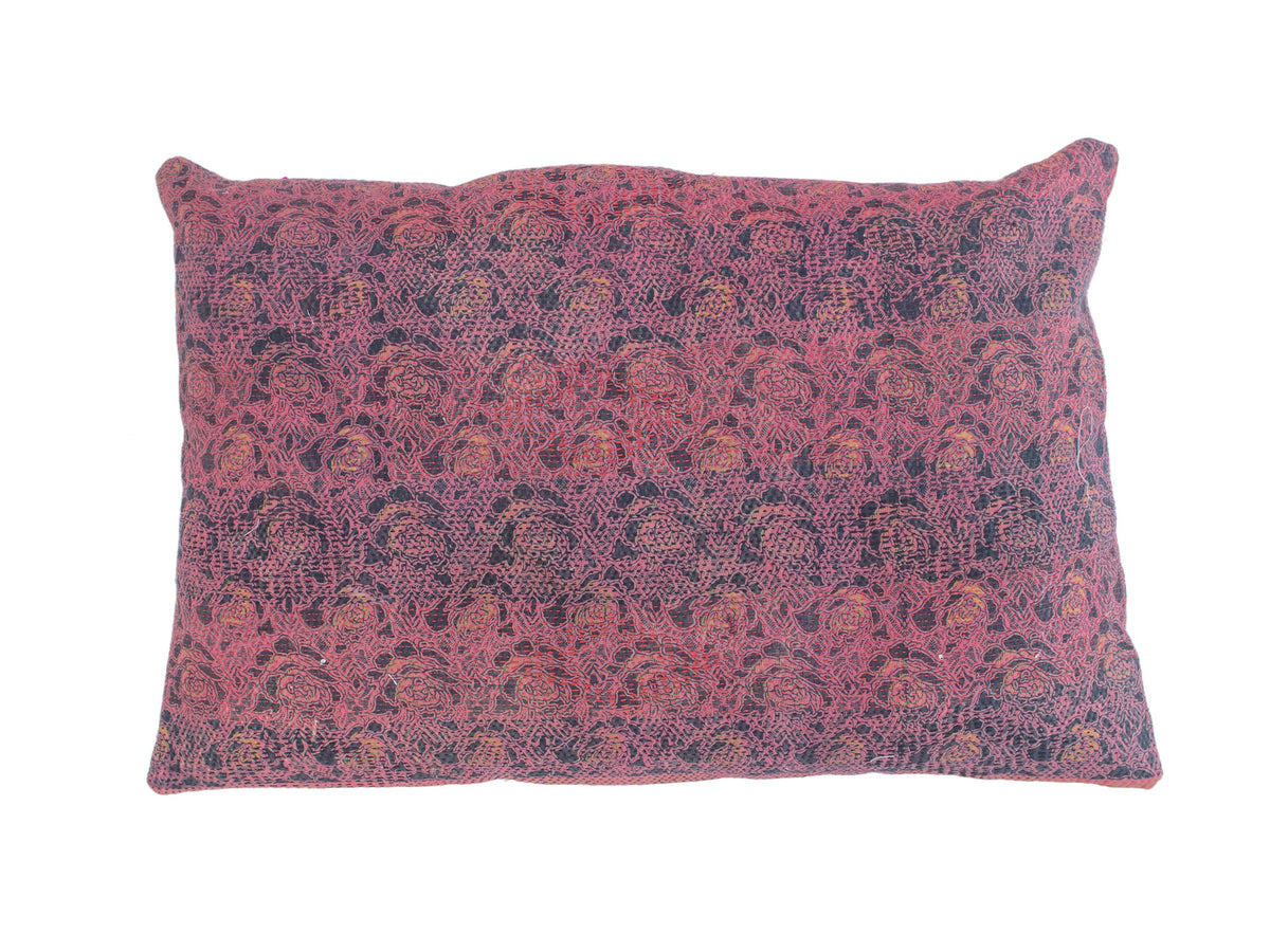 Farverigt upcycled sari pudebetræk 60x40 med boho boheme tern i turkis, blå, lilla og lyserøde nuancer – indisk/vintage saripude-look