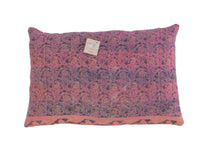 Sari pudebetræk 60x40 med farverige boho boheme tern i turkis, mintgrøn, lilla og lyserød – unika indisk/etnisk vintage saripude i upcycled sari-stof.