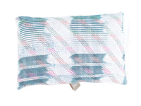 Sari pillowcase 60x40 in boho bohemian style with colorful upcycled sari pillows in cream, green, black and pink patterns and Indian/vintage detail pattern.