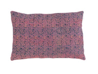 Sari pudebetræk 60x40 med farverige striber i turkis, støvet rosa og mørk grå, indisk og boho vintage stil med etnisk mønster og upcycled saripude look