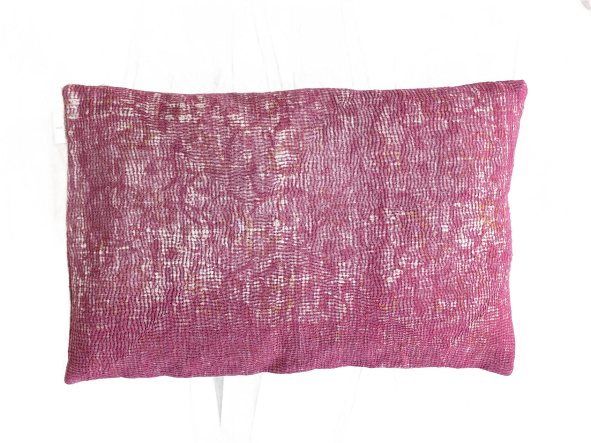 Sari pillowcase 60x40 with white base and turquoise/blue stripes and dot pattern - unique Indian boho sari pillow in vintage oriental style, upcycled ethnic pillowcase.