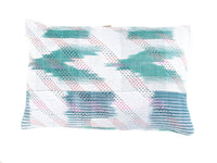 Sari pudebetræk 60x40 cm i patchwork med farverige grønne og turkise toner, vintage boho/boheme orientalsk mønster og unika saripude i upcycled stof