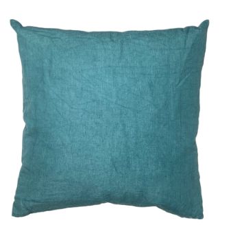Coussin en lin, dimensions 50 x 50 cm, coloris bleu fumé