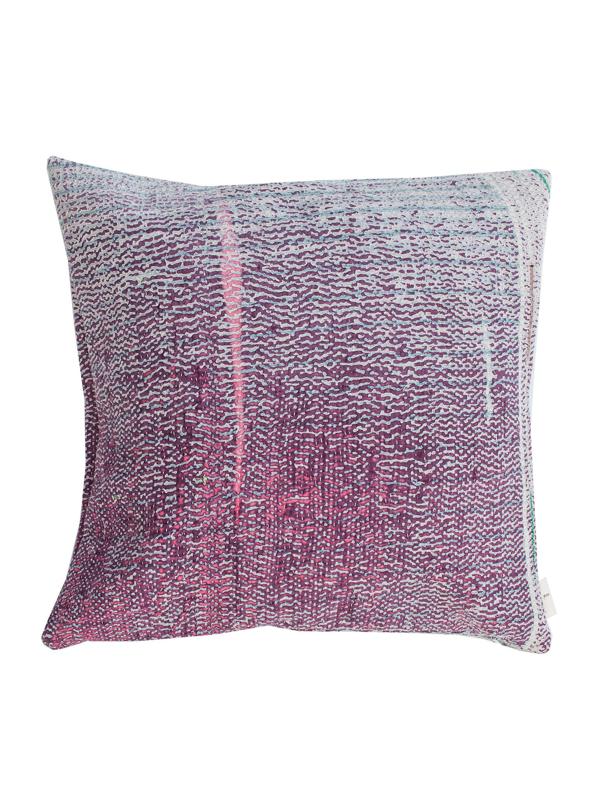 Sari pudebetræk 50x50 i vintage boho stil med farverigt lilla, pink og hvidt mønster, saripude/indisk pudebetræk i etnisk orientalsk design