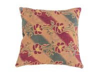 Sari pudebetræk 50x50 i vintage boho stil med farverige indiske mønstre i rød, brun og grøn samt gul detaljer (unik saripude)