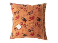 Sari pudebetræk 50x50 med unikt farverigt mønster i orange, rød, mørkeblå og sort – vintage boho indisk pudebetræk.